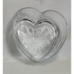 Heart Shaped Glass Bowl Candy Decorative Dish Trinket Dish With Floral Design